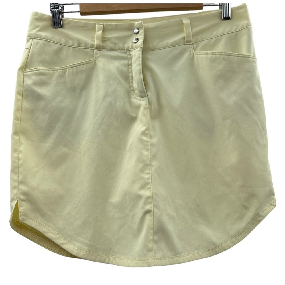 Adidas Active Skort Size 8 Yellow Rounded Hem Tennis Golf Athletic Stretch